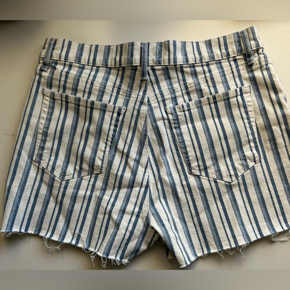 Loft Denim Cut Off Shorts Blue White Stripe Size 10 - Picture 4 of 10